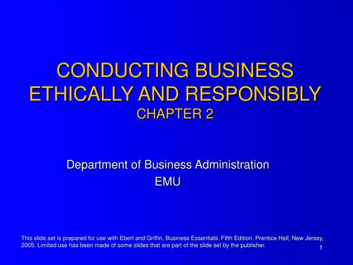 conducting business ethically and responsibly ch apter 2