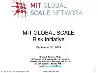 MIT GLOBAL SCALE Risk Initiative September 30, 2009