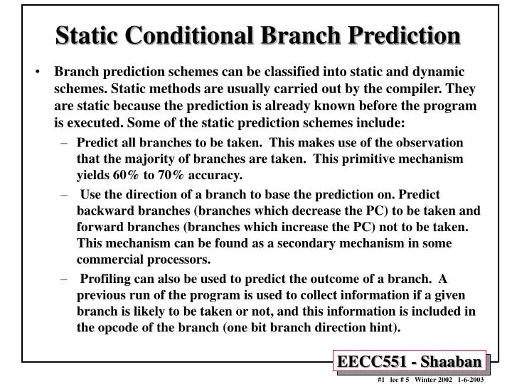 static conditional branch prediction