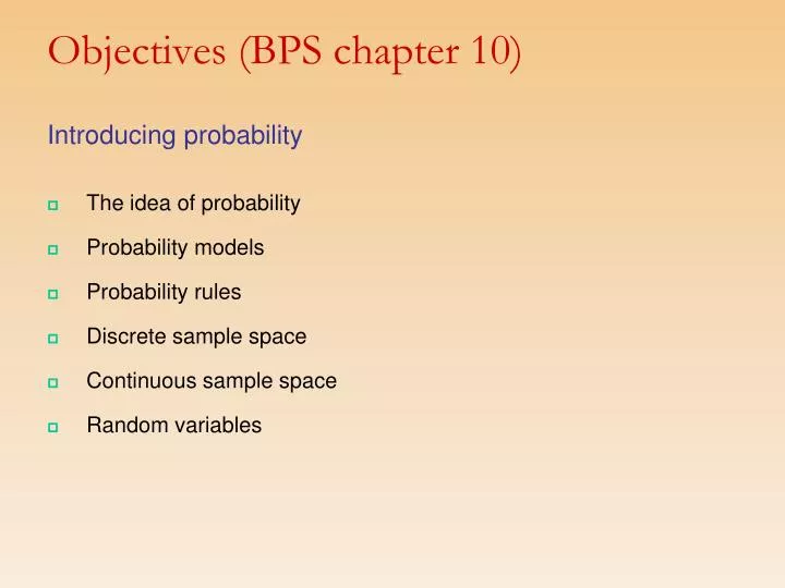 objectives bps chapter 10