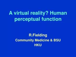 A virtual reality? Human perceptual function