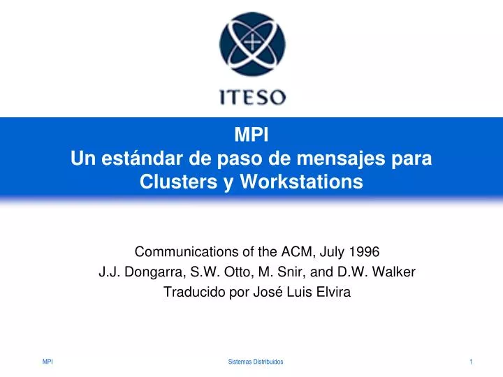 mpi un est ndar de paso de mensajes para clusters y workstations