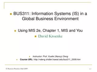 BUS311: Information Systems (IS) in a Global Business Environment