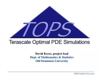 David Keyes, project lead Dept. of Mathematics &amp; Statistics Old Dominion University