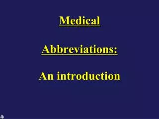 Medical Abbreviations: