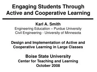 Engaging Students Through Active and Cooperative Learning