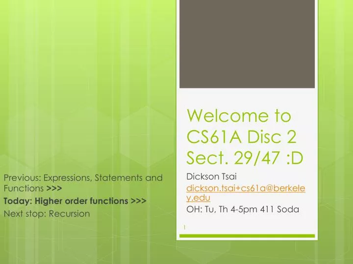 welcome to cs61a disc 2 sect 29 47 d