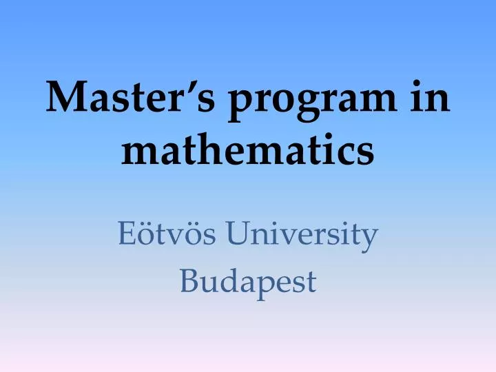 master s program in mathematics