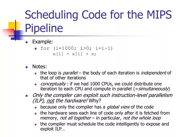 scheduling code for the mips pipeline