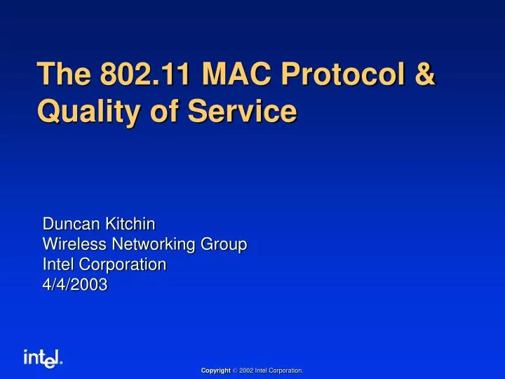 the 802 11 mac protocol quality of service