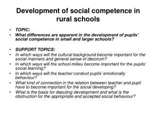 Development of social competence in rural schools