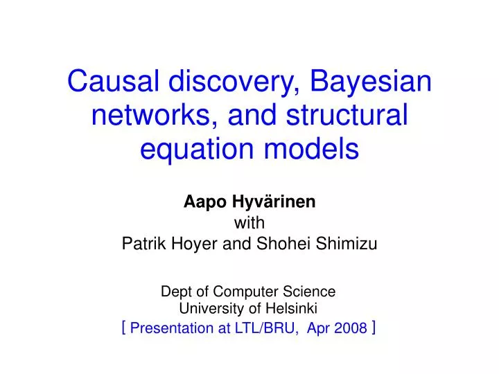 causal discovery bayesian networks and structural equation models