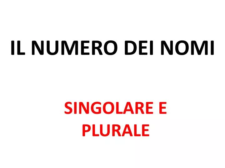 il numero dei nomi