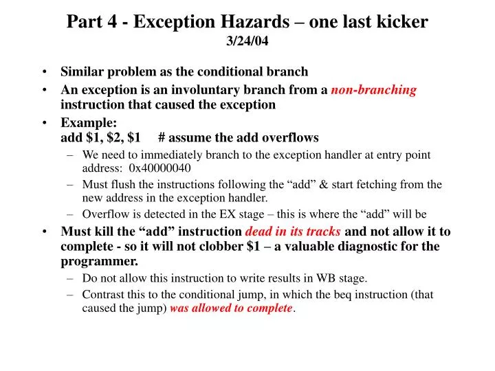 part 4 exception hazards one last kicker 3 24 04