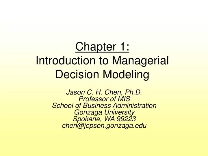chapter 1 introduction to managerial decision modeling
