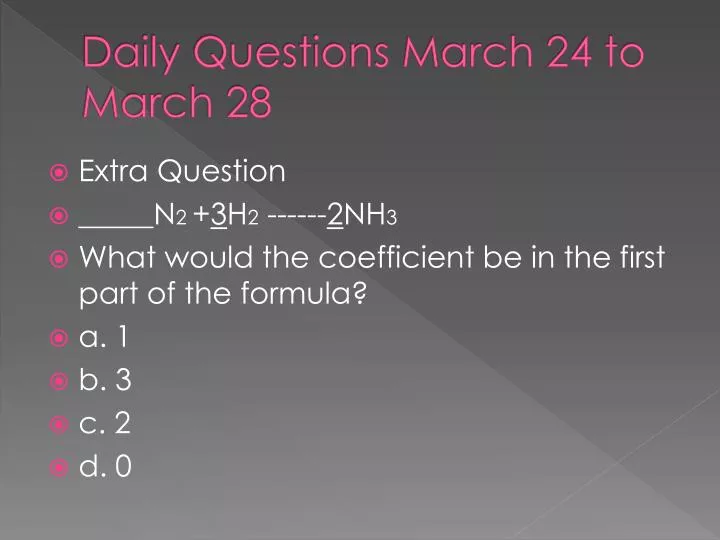 daily questions march 24 to march 28
