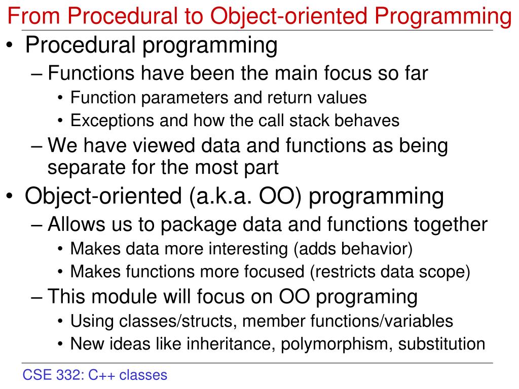 PPT - From Procedural to Object-oriented Programming PowerPoint ...