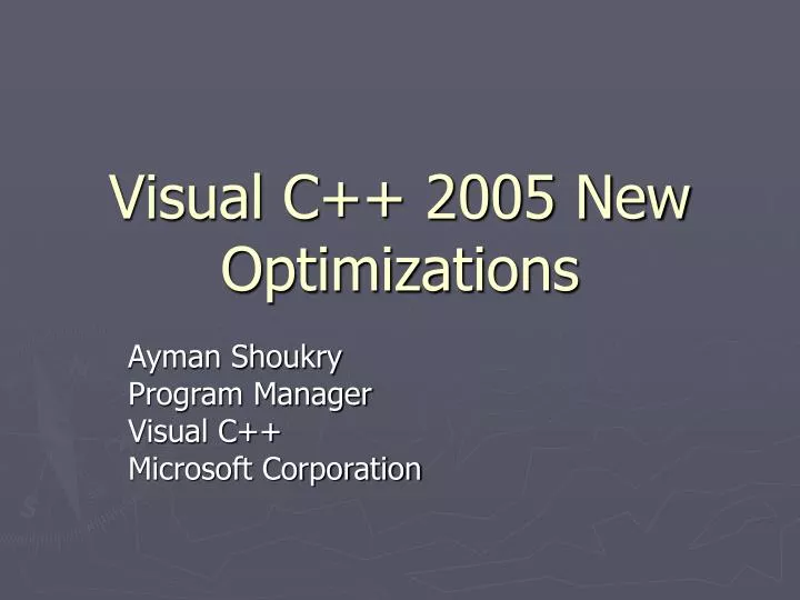 visual c 2005 new optimizations