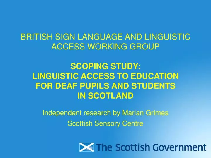 independent research by marian grimes scottish sensory centre