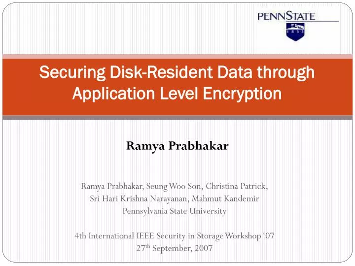 securing disk resident data through application level encryption
