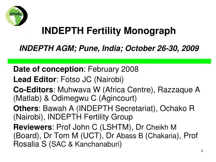 indepth fertility monograph indepth agm pune india october 26 30 2009