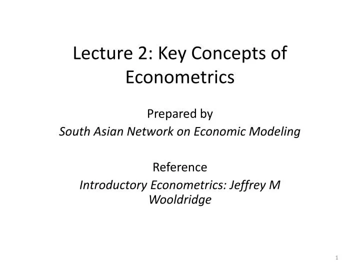 lecture 2 key concepts of econometrics