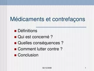 m dicaments et contrefa ons