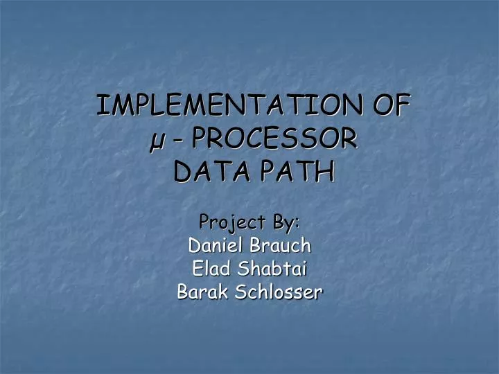implementation of processor data path