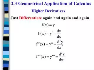 Higher Derivatives