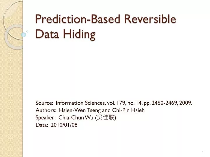 prediction based reversible data hiding
