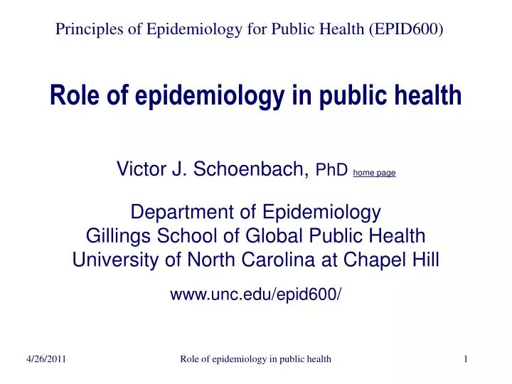 role of epidemiology in public health