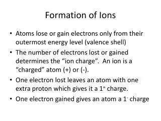 Formation of Ions