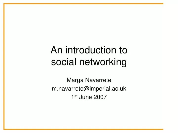 an introduction to social networking