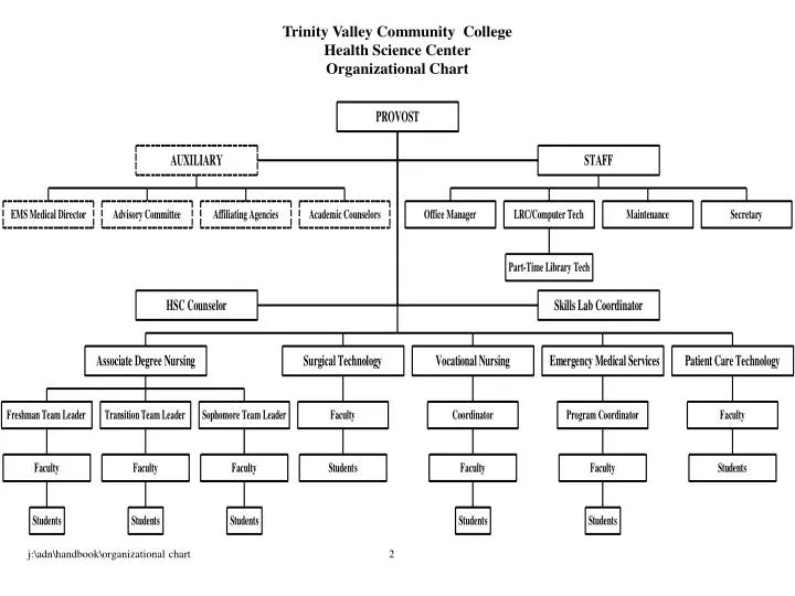 trinity valley community college health science center organizational chart