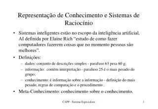 representa o de conhecimento e sistemas de racioc nio