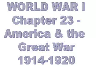 WORLD WAR I Chapter 23 - America &amp; the Great War 1914-1920