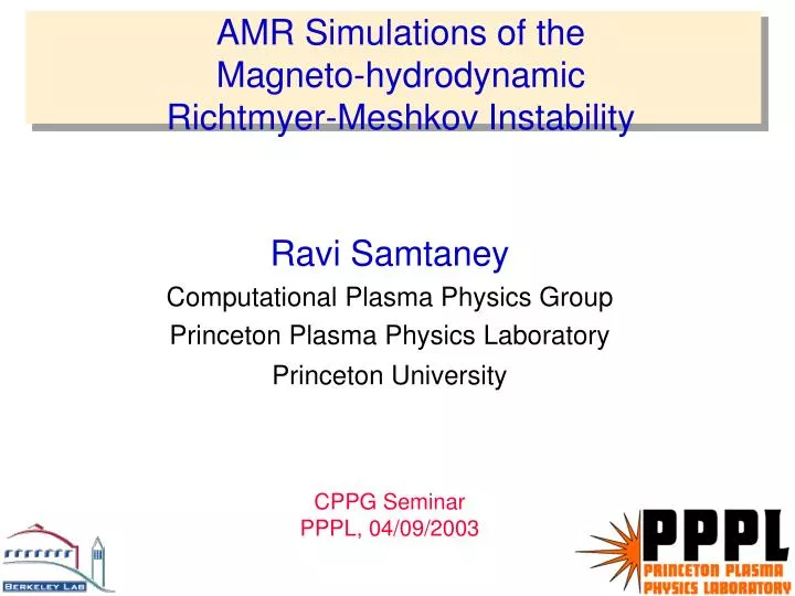 amr simulations of the magneto hydrodynamic richtmyer meshkov instability