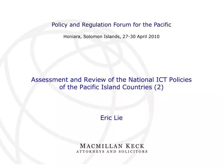 assessment and review of the national ict policies of the pacific island countries 2