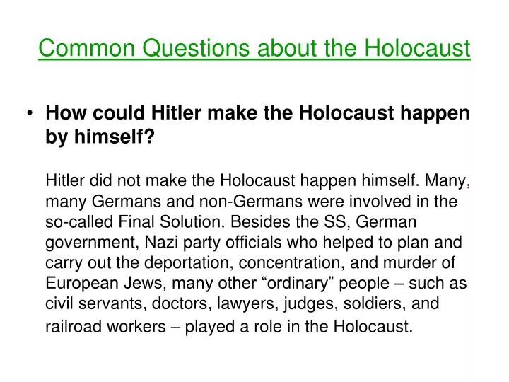 common questions about the holocaust