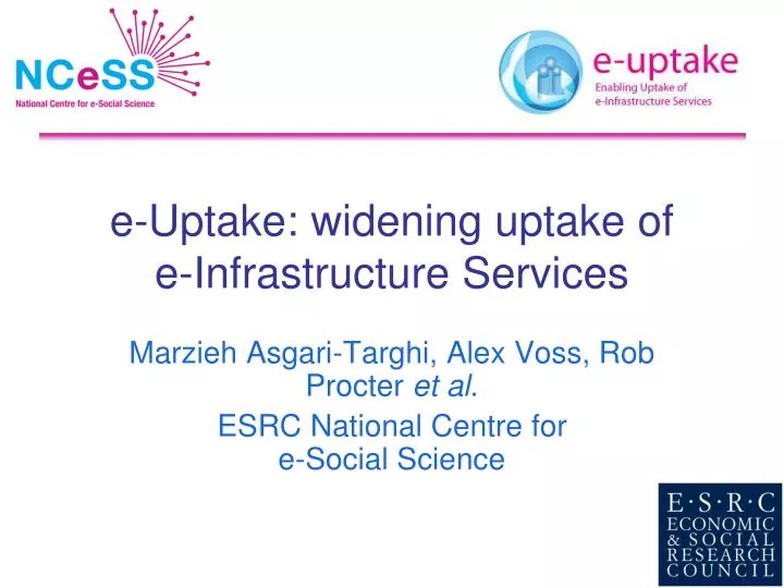 e uptake widening uptake of e infrastructure services