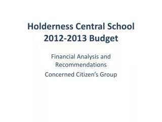 Holderness Central School 2012-2013 Budget