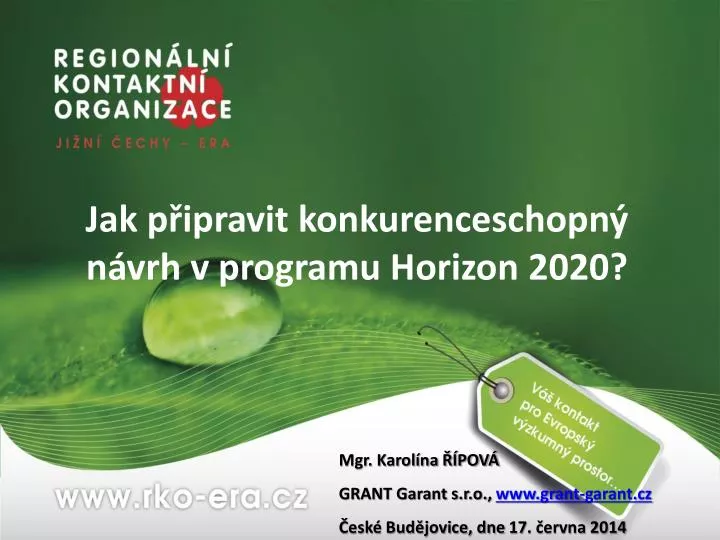 jak p ipravit konkurenceschopn n vrh v programu horizon 2020