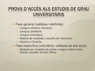 prova d acc s als estudis de grau universitaris