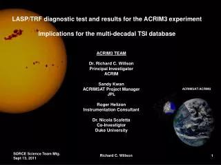 LASP/TRF diagnostic test and results for the ACRIM3 experiment
