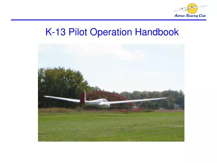 k 13 pilot operation handbook