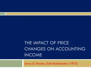 The Impact of price changes on accounting income