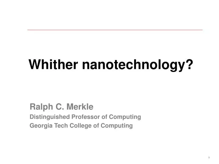 whither nanotechnology