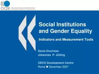 Social Institutions and Gender Equality Indicators and Measurement Tools
