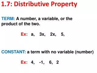 1.7: Distributive Property