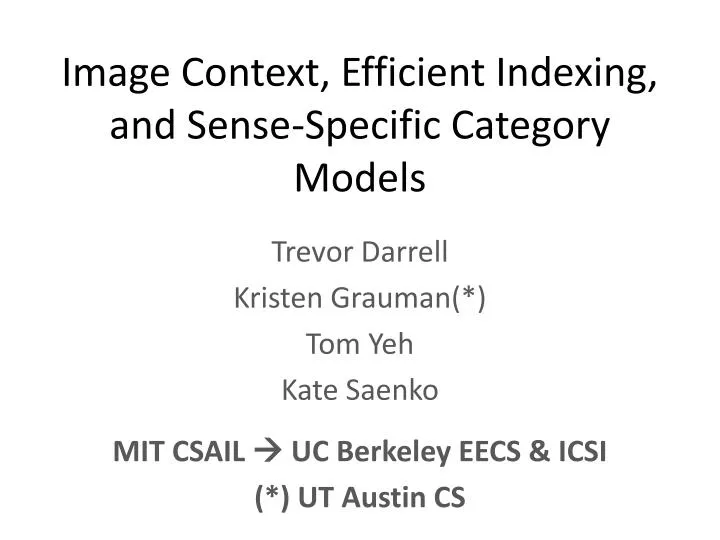 image context efficient indexing and sense specific category models